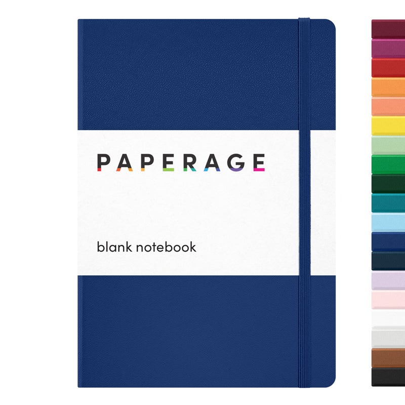 PAPERAGE Blank Journal Notebook, (Royal Blue), 160 Pages, Medium 5.6 in x 8 in - 100 GSM Thick Paper â€“ Hardcover Journaling Notebook for Work, School, Note Taking or Sketching - Image 1